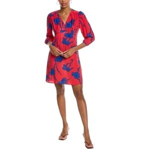 Anna Kay Red and Blue Floral Moriane Mini Dress, size Medium